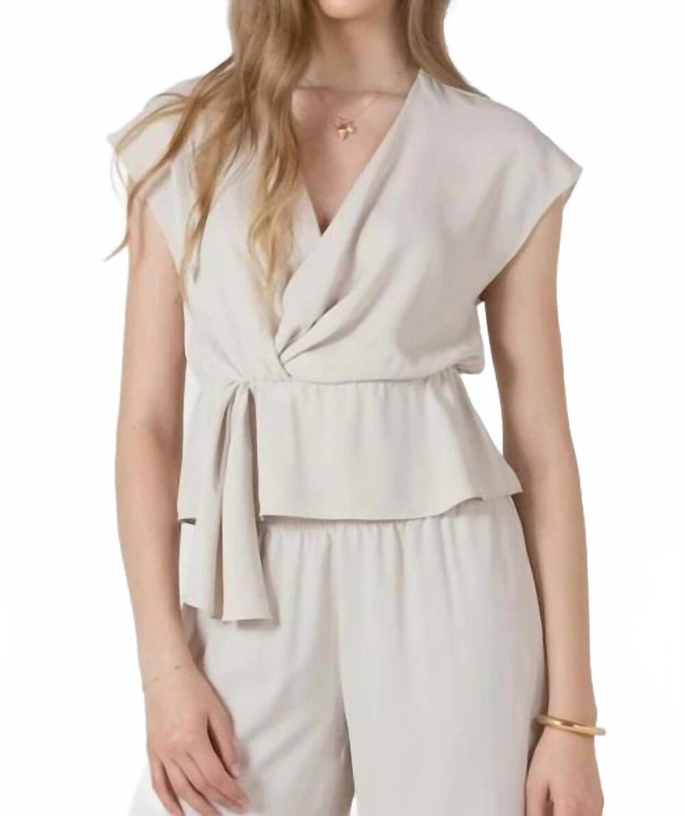NEW BLACK TAPE drapey wrap top in beige